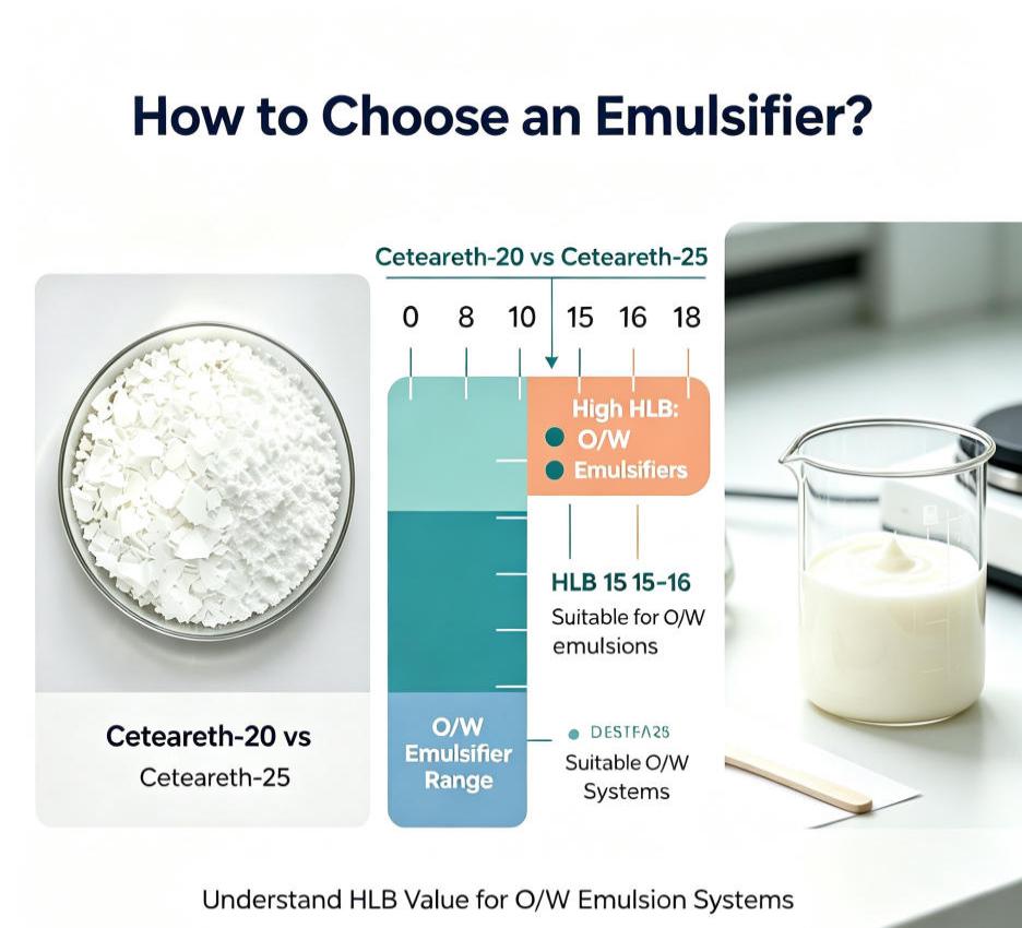 How to choose an emulsifier? Ceteareth-20 or Ceteareth-25? For O/W emulsions, first understand the HLB value.